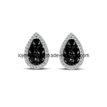 Black Crystals Earrings Silver Produts