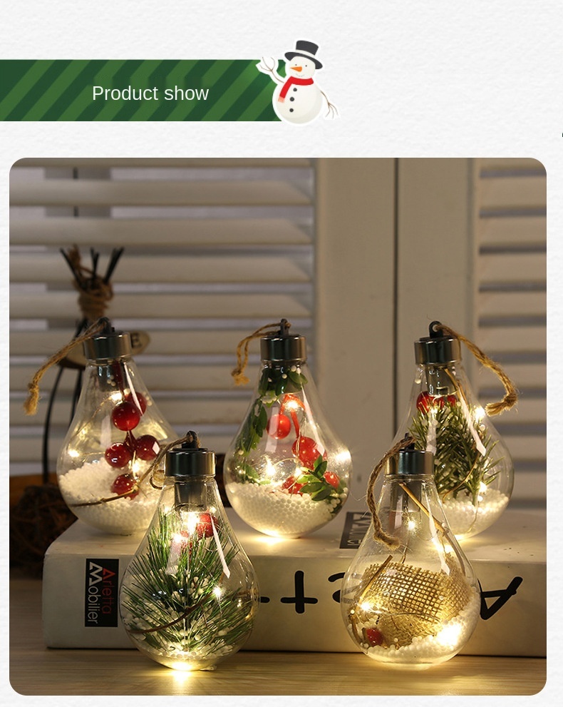 LED Transparent Christmas Ball Christmas Decorations Christmas Tree Decoration Pendant Plastic Bulb Ball