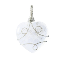 Opalite 30MM Love Heart Wrapped Steel Wire Stone Pendant