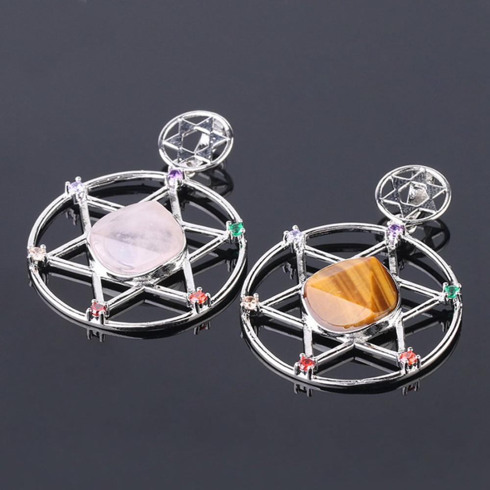 Pendentif en pierre naturelle avec étoile hexagonale en cristal naturel pour homme