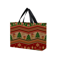 Wholesale Custom Printed Christmas Kraft Paper Bags with Handles for Shopping and Gifting