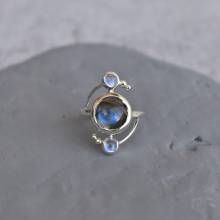 Natural Moonstone And Labradorite Sterling Silver Rings