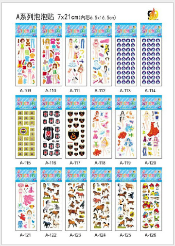 Custom animal bubble stickers for kids, cartoon bubble stickers, kids 3d bubble stickers