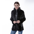 Black fur wool overcoat