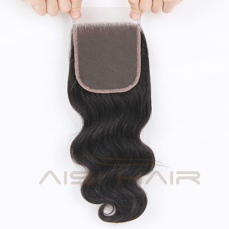Aisi Hair Top Quality Long Body Wave 4X4 Lace Closure ,  Indian Hair Extension