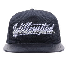 Applique logo flat brim full mesh trucker hat