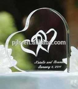 handmade crystal heart wedding souvenir cake toppers