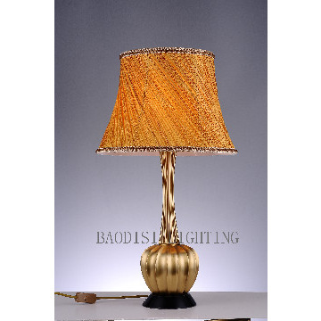 Copper Material Guest Room Table Lamp, with Orange Lampshade