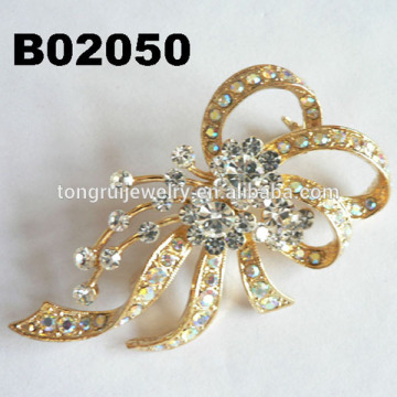 Unique bow flower rhinestone crystal brooches and pins