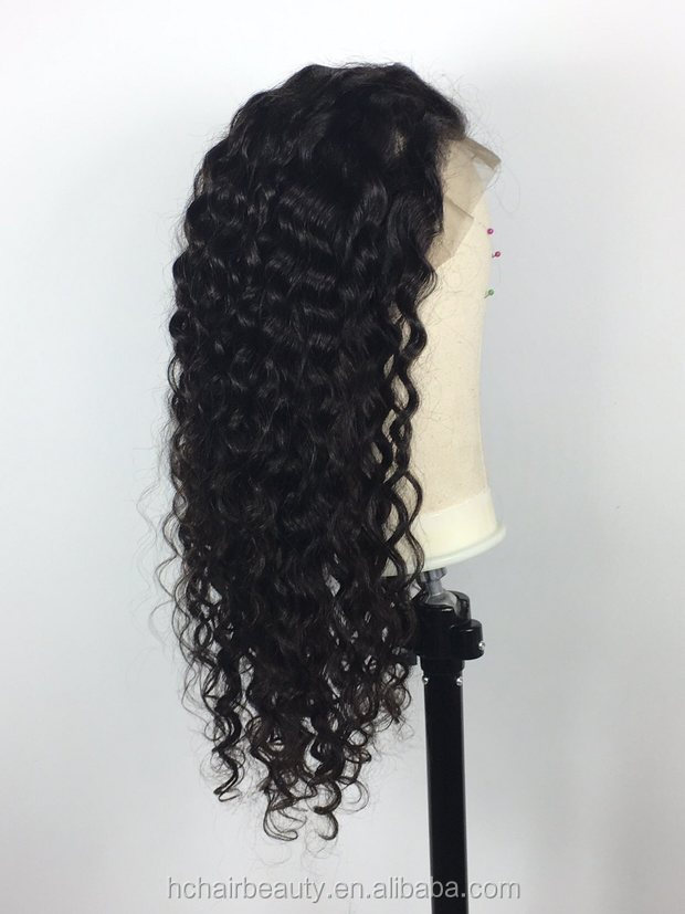 Wholesale Deep Wave Full Lace Wigs Brazilian Remy Human Hair Full Lace Wigs Pre Plucked With Baby Hair Natural Black Color