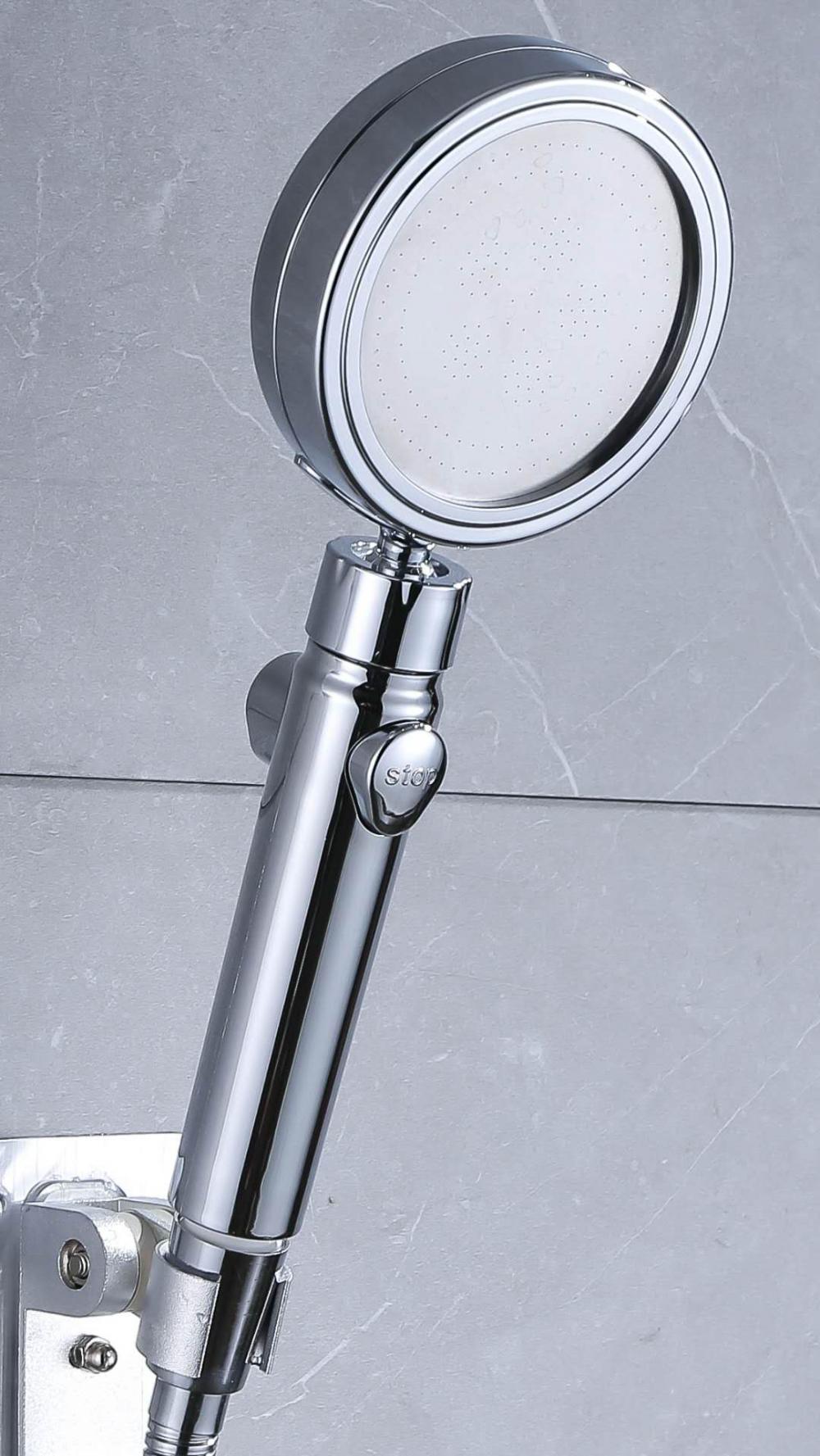 Yeni stil ABS kromlu su tasarrufu sağlayan duş başlığı yağış banyosu, durdurma düğmeli el