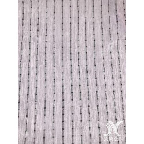 White Black Stripes Crepe Fabric