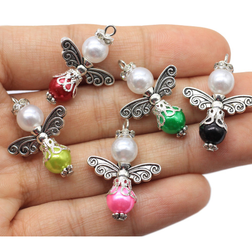 Wholesale Artificial Alloy Wing Charms with Pretty Pearl Beads Craft DIY Jewelry Finding Pendants Necklace Accessories