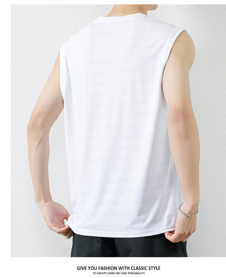 Мужская спортивная футболка из ледяного шелка с однотонным вырезом Ice-silk Solid Color Neck Mens Sports T-shirt