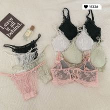 Breathable Ultra-thin Briefs and Padded Bralette Set with Lace Trim