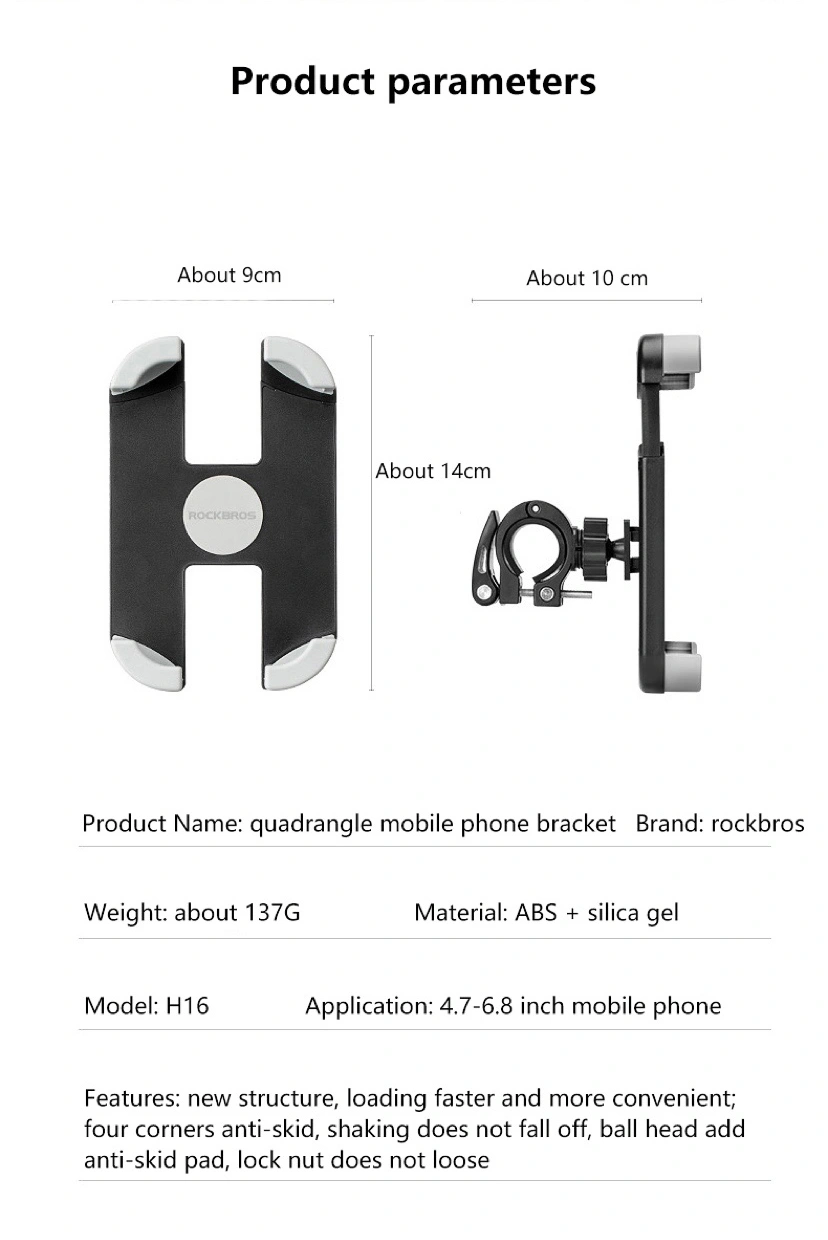 Bicycle Mobile Phone Holder Can Be Adjusted Ultra-Light and Quick-Release Bicycle Handlebar Can Be Rotated Mobile Phone Holder ABS