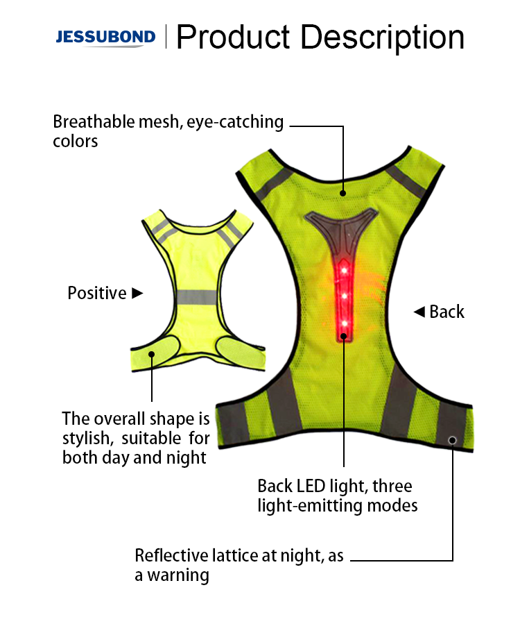 Sport Man Glowing Vest Reflective Fashion Vest Visibility, Bike Reflective Vest/
