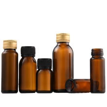 4oz Codine Syrup Cough Bottle - Glass Amber Round with Aluminum Cap