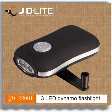 Colorful 3 led hand crank flashlight generator torch light