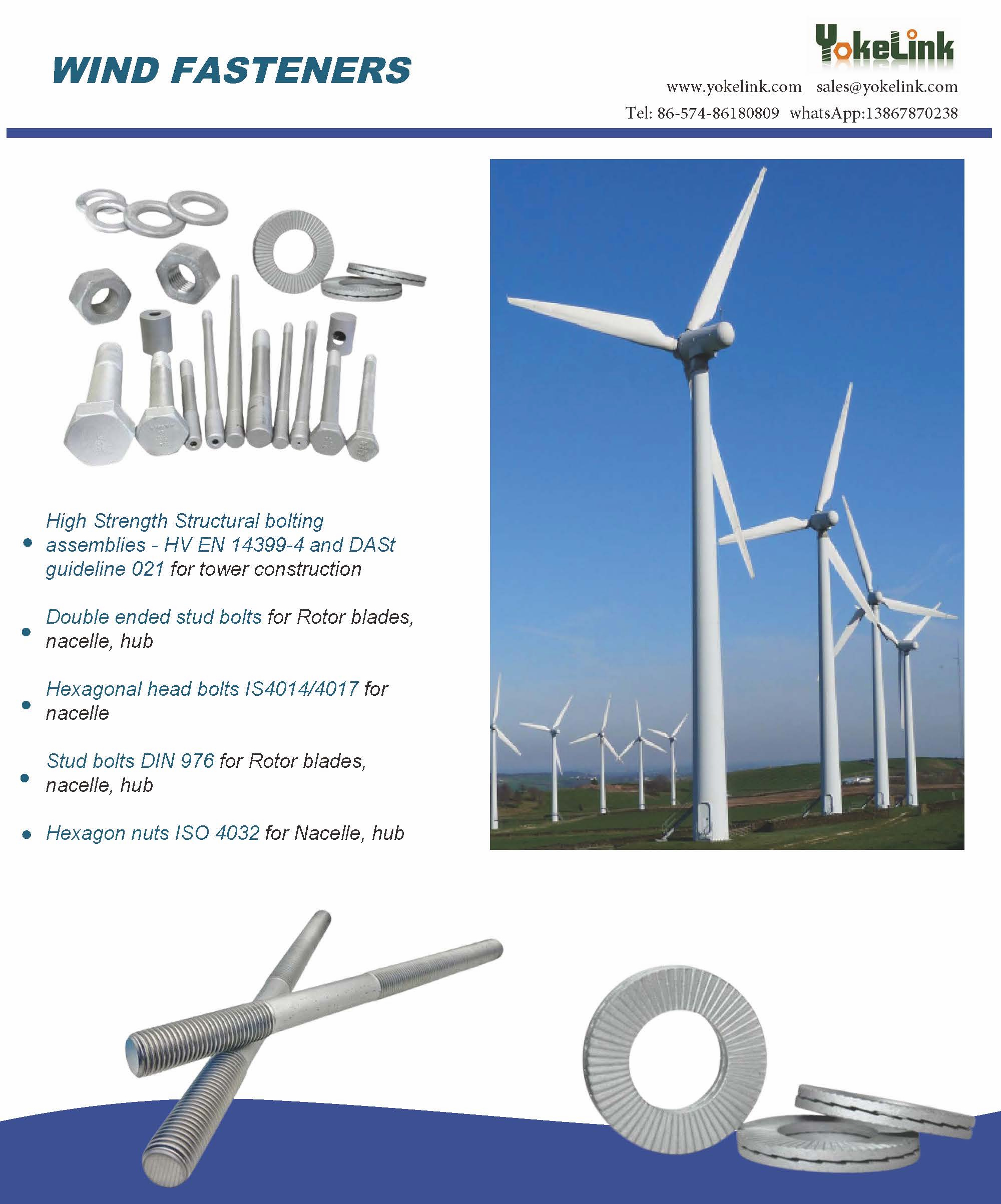 Szélrögzítők Szélturbina lapát csapcsavar hatlapfejű csavarok Wind Fasteners Wind Turbine Blade Stud Bolt Hex Buts
