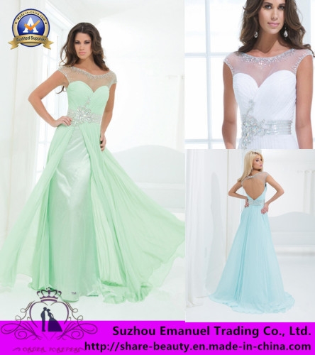 70% on Modern Fashion Evening Dresses Sage White Sheer Strap 2014 Beads Crystal