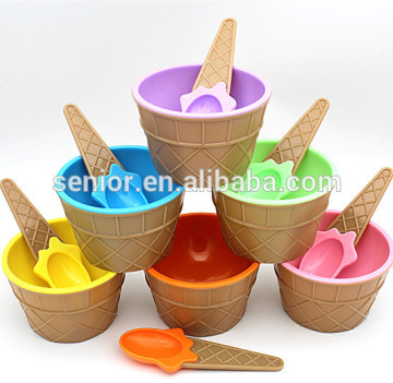 Plastic Ice Cream Bowls Spoons Set ICE Cream Cup For KIds Dessert bowl