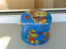 Jar piggy bank money coins funny horse flowers blue tin box metal used rare