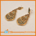 Vintage Retro antik emas laut biru batu Earring murah