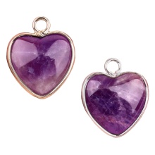 Amethyst Love Heart Charms Pendant for Making Jewelry