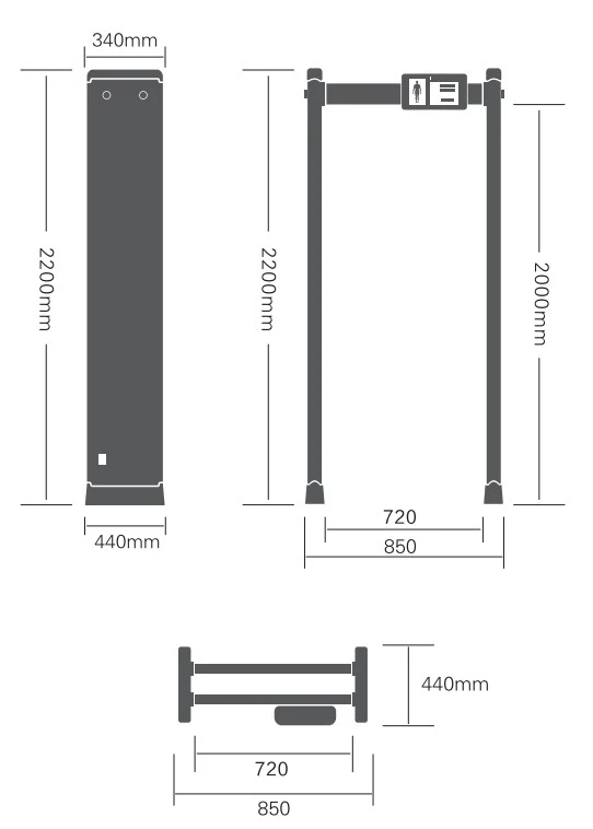 Walk Through Metal Detector Gate with Body Temperature Sensor and Fever Temperature Detector