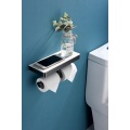 Gunmetal Toilet Paper Roll Holder With Shelf