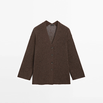 Women's casual and lazy style loose V-neck fine knit cardigan