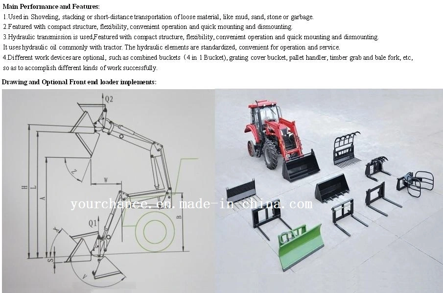 New Type Ce Certificate Tz08d Front End Loader for 55-75HP Tractor