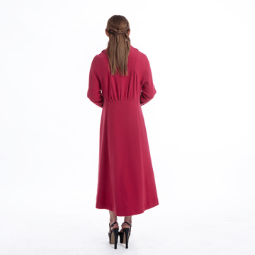 Rosy red cashmere overcoat with vertical collar