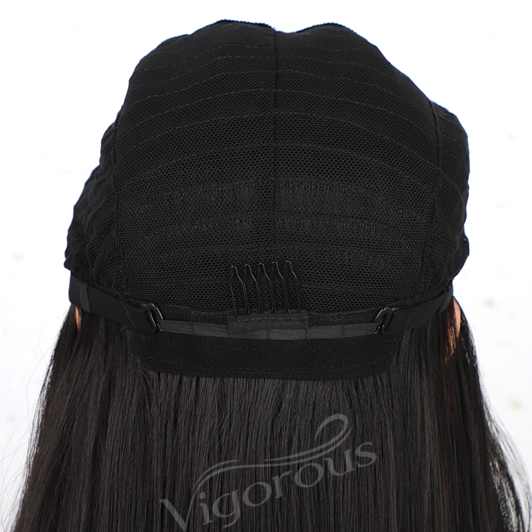 Long Straight Hair Extension Wigs 26 Inches Highlight Heat Resistant Full Cheap Women Synthetic Hair Wig With Lace Front