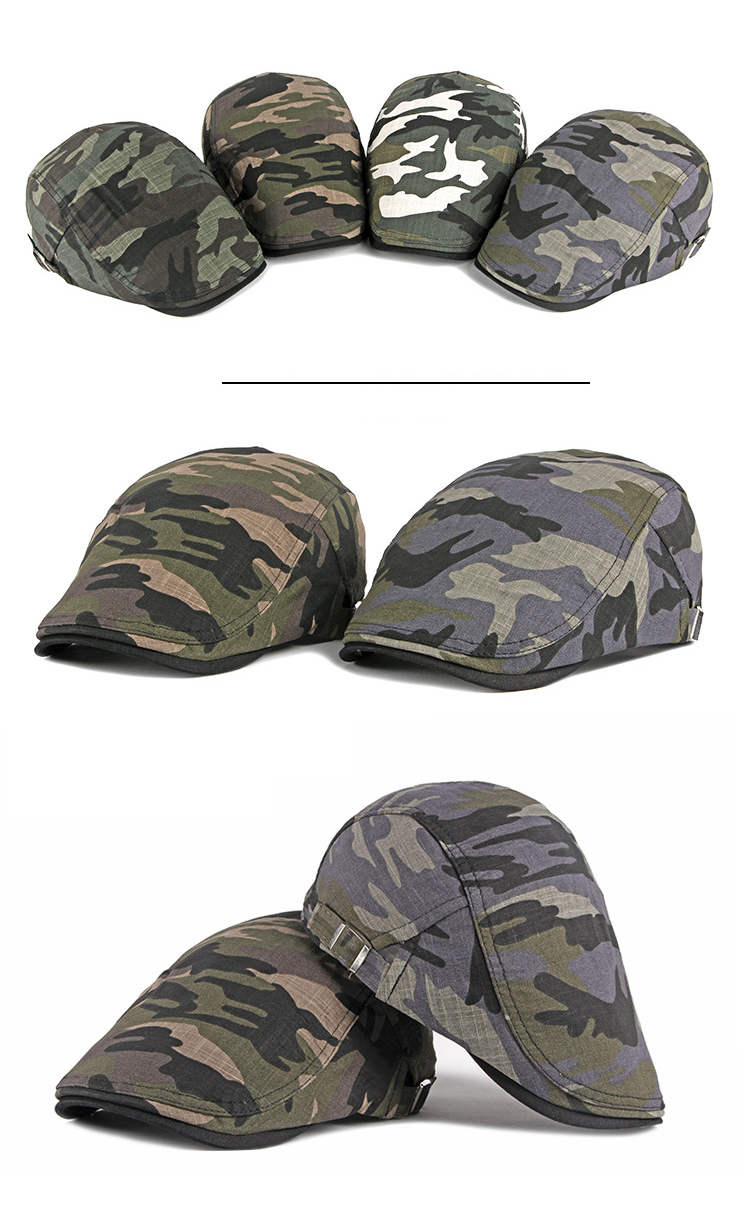 Military Style Beret Fashion Camo Newsboy Hat plaid Ivy Cap