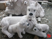 Garden dog statues with baby