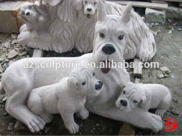 Garden dog statues with baby