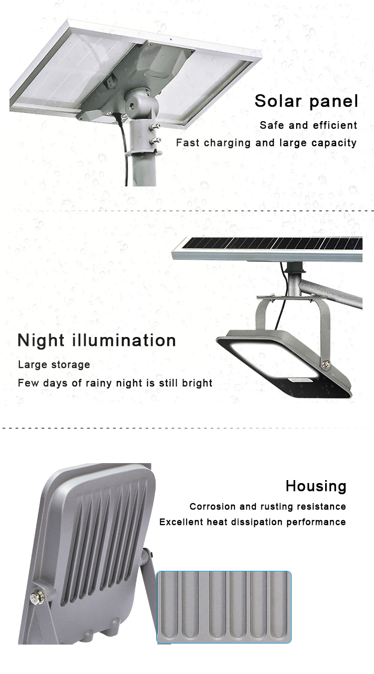 KCD 20W 30W 50W 100W 150W 200W IP66 Outdoor Led Floodlight All in One Solar Powered Flood Light