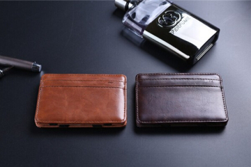 Soft genuine leather small size magic wallet with gift box