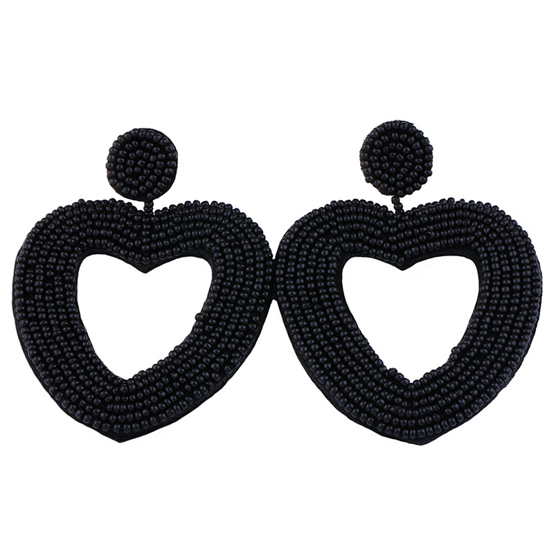 Déclaration perlé coeur Hoop boucles d&#39;oreilles mode bohème main en verre tissé graine lunatique goutte boucles d&#39;oreilles goujon bijoux Idear cadeaux