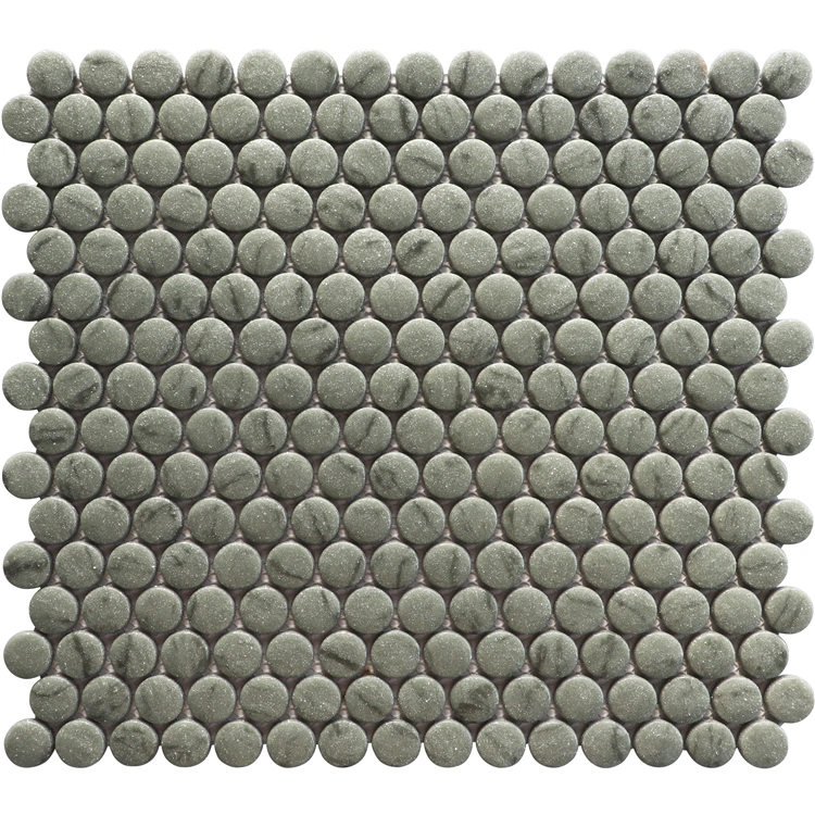 Grey Round Mosaic Tile Full Body Glass Mosaic for Wall Outdoor