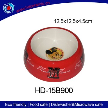 "Mickey" decal pet ceramic feeder bowl,feeding ceramic pet bowl,ceramic pet bowl