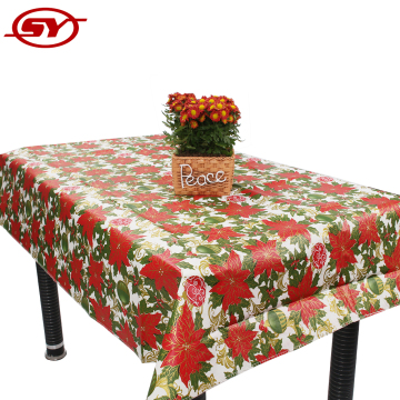 Christmas style plastic tablecloth with flannel