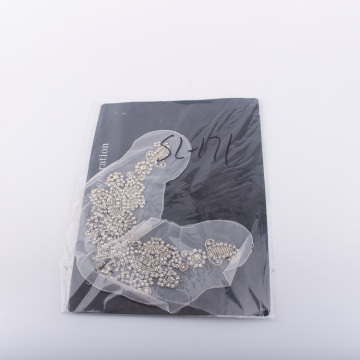 Wedding Bead Neckline Embroidery Rhinestone Lace Applique For Garment