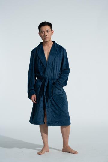 MEN'S POLYESTER MICROFIBER FLEECE NIGHT GOWN