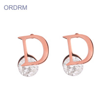 Personalized white zircon initial stud earrings