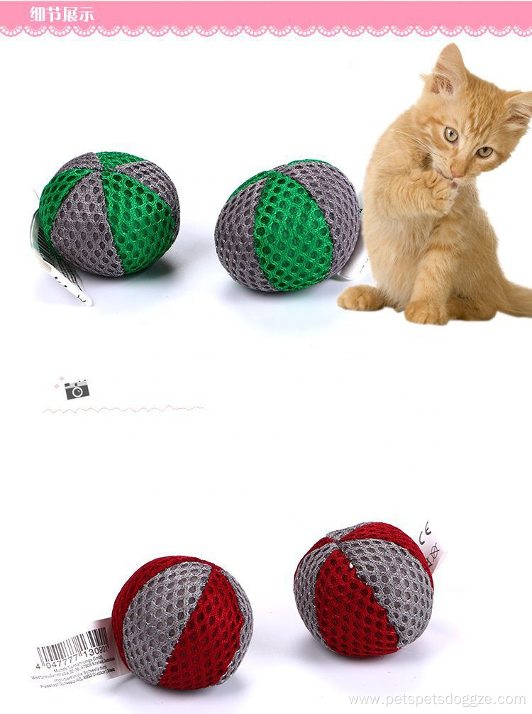 Factory spot two color mesh cat toy ball