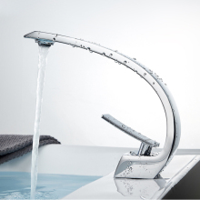 Chrome Finish Solid Brass Modern Bathroom Faucet