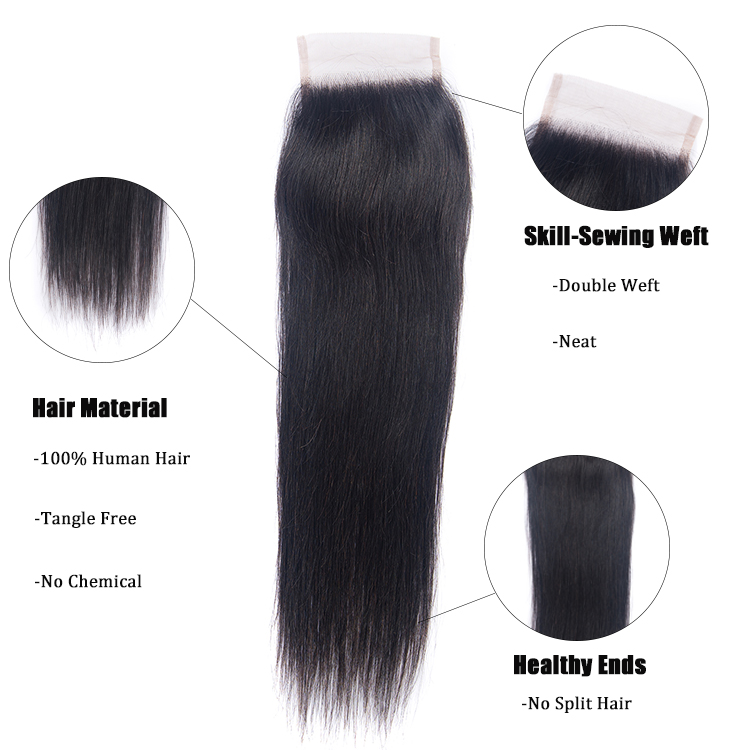 Usexy 10A Grade Cuticle Aligned Hair Weave Virgin Hair Silk Base Closure Raw Indian Hair Straight Lace Closure